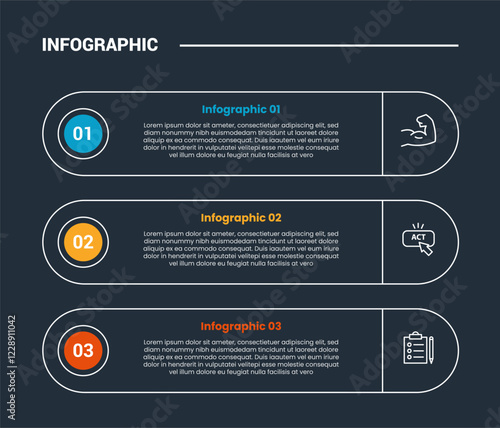 Wallpaper Mural process stages workflow infographic dark outline for slide presentation with round rectangle stack with circle badge number with 4 point list Torontodigital.ca