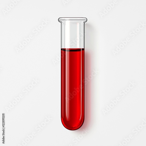 Test tube filled with vibrant red liquid for laboratory analysis. photo