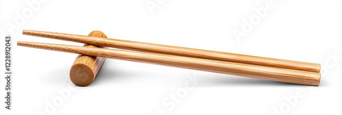 Wooden chopsticks placed on a holder for elegant dining.