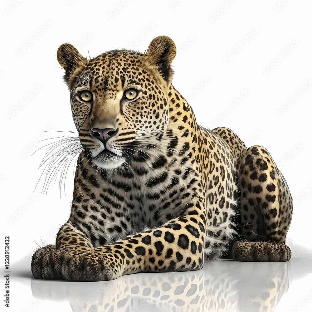 Fototapeta premium Leopard in front of white background, AI generated