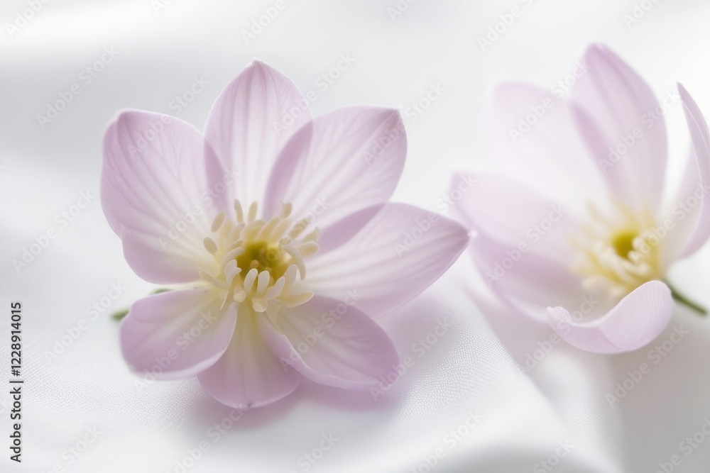 Minimalistic macro photograph of a pastel flower on a white background, with intricate petal details and a calming aesthetic Minimalistic macro photograph of a pastel flower on a white background, with intricate petal details and a calming aesthetic