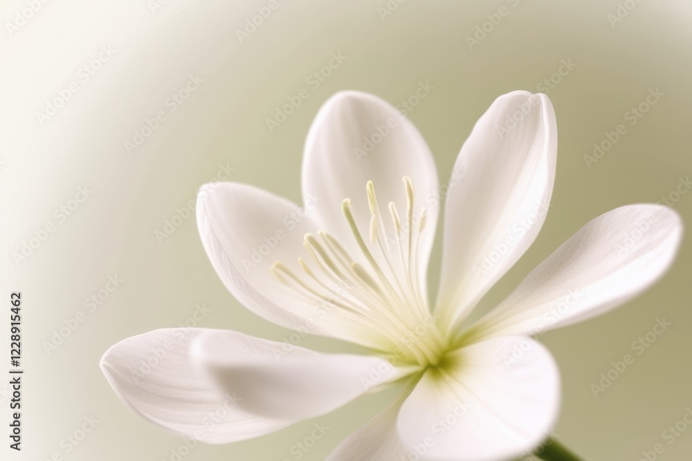 Fresh white flower captured in close-up on a minimalistic white surface, radiating simplicity and beauty Fresh white flower captured in close-up on a minimalistic white surface, radiating simplicity and beauty