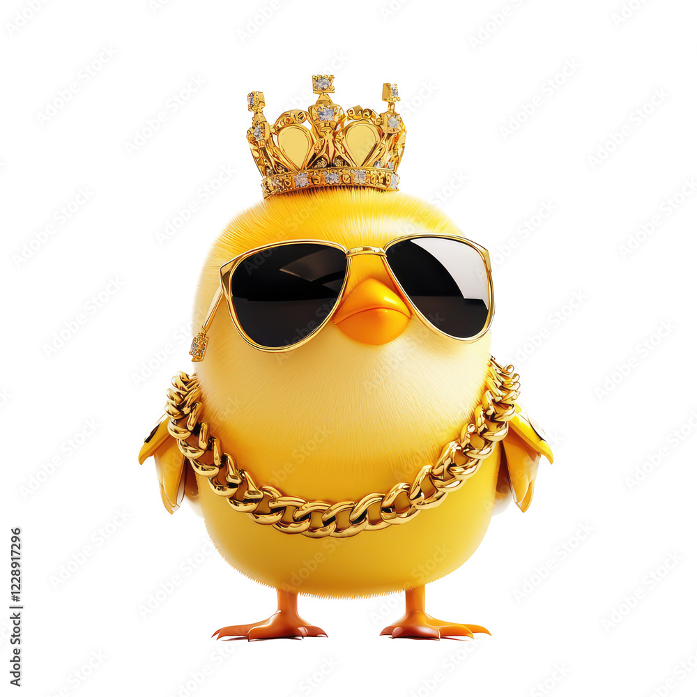 Cute and Stylish Bird with Gold Chains and Sunglasses, Embracing a Hip Hop Vibe Under the Bright Sun Cute and Stylish Bird with Gold Chains and Sunglasses, Embracing a Hip Hop Vibe Under the Bright Sun