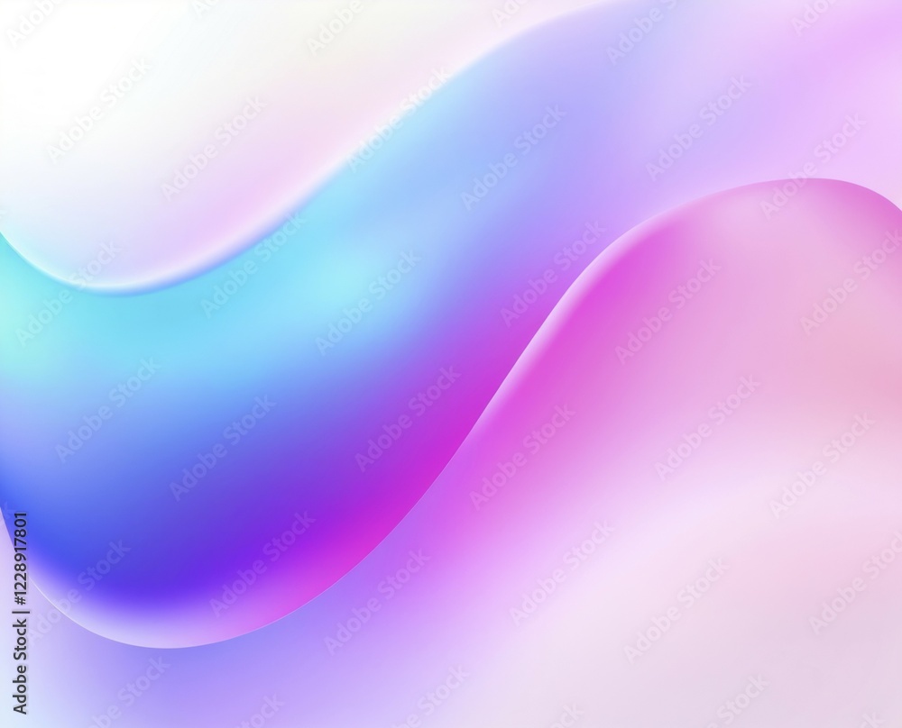 Naklejka premium Smooth flowing waves in gradient pink, blue, and purple, creating a soft and pastel abstract image, AI generated