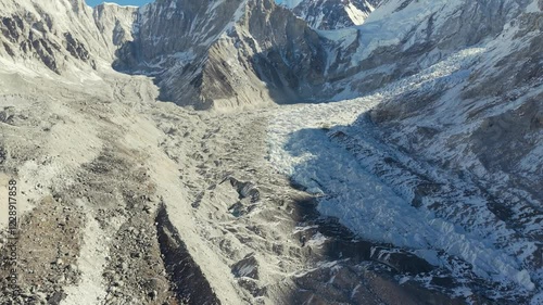 Stunning Aerial Views of the Khumbu Glacier and Icefall at Mount Everest - Drone 4K