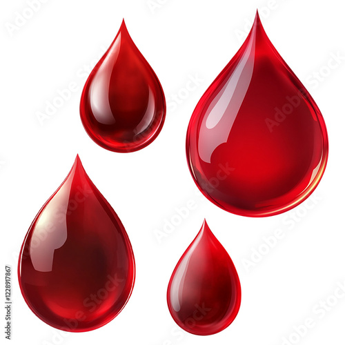 Realistic blood drop isolated on transparent background
