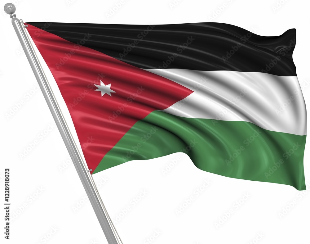 Flag of Jordan, This is a computer generated and 3d rendered image Flag of Jordan, This is a computer generated and 3d rendered image