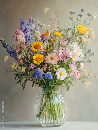 Wallpaper Mural Colorful bouquet of flowers in a glass vase   Torontodigital.ca