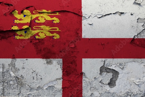 Sark Flag painted on the cracked grunge concrete wall