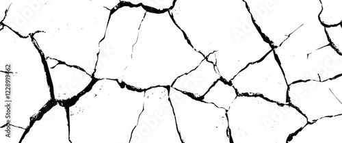 Vector crack concrete white wall earth crack strokes background.