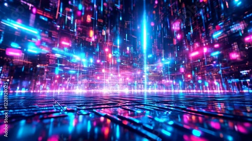 ネオンの光が無数に見える混沌としたどこかの世界の風景C
