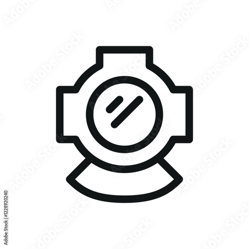 Diving helmet line icon, deep sea diver costume helmet vector symbol with editable stroke