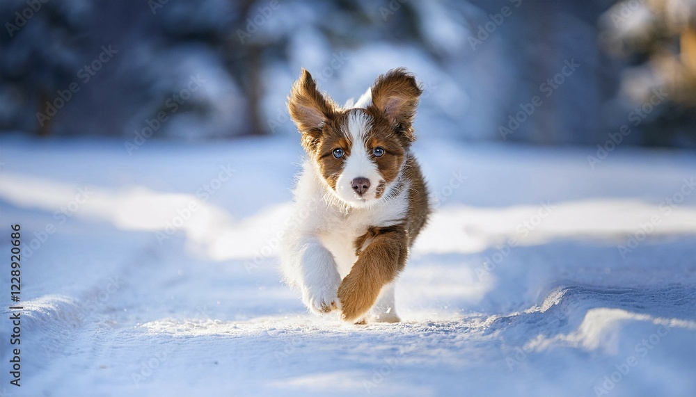 KI generated, dog, dogs, puppy, one, two, three, play, snow, winter, autumn leaves, blue sky, Kromfohrländer, Fox Terrier, (Canis lupus familiaris), German dog breed, rough coat, smooth coat, studio, AI generated KI generated, dog, dogs, puppy, one, two, three, play, snow, winter, autumn leaves, blue sky, Kromfohrländer, Fox Terrier, (Canis lupus familiaris), German dog breed, rough coat, smooth coat, studio, AI generated