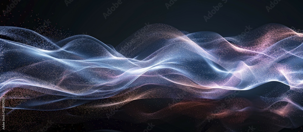Fototapeta premium Soft and gentle abstract digital art with flowing blue and pink waves, creating a calm and elegant atmosphere, AI generated
