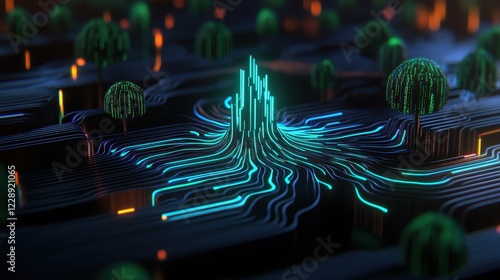 Futuristic design showcasing digital landscapes.