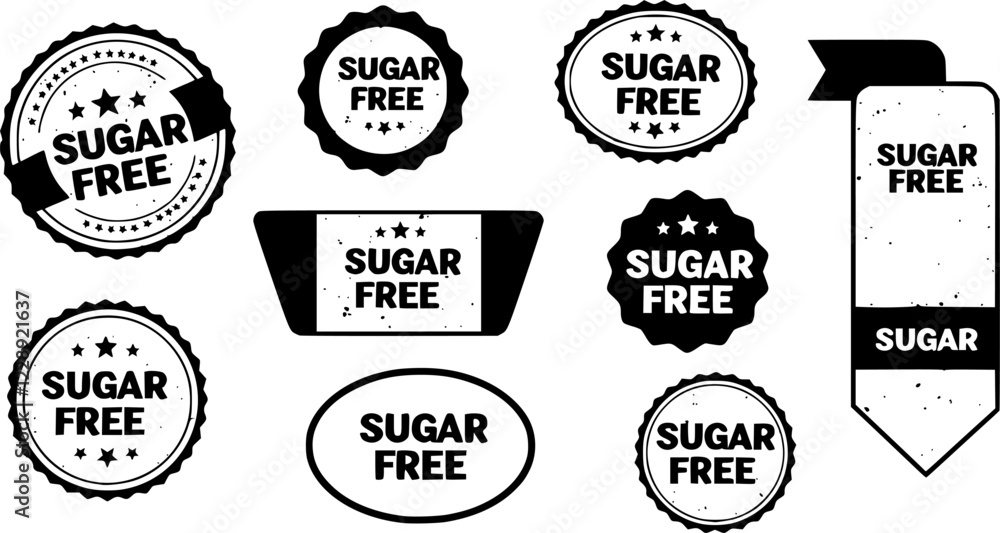 Colored sugar free labels on a white background
Colored sugar free labels on a white background