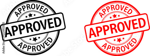 Approved stamp vector set in black color. Suitable for apps and website UI designs
