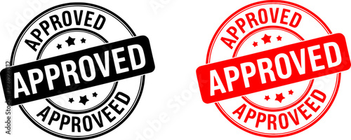 Approved stamp vector set in black color. Suitable for apps and website UI designs
