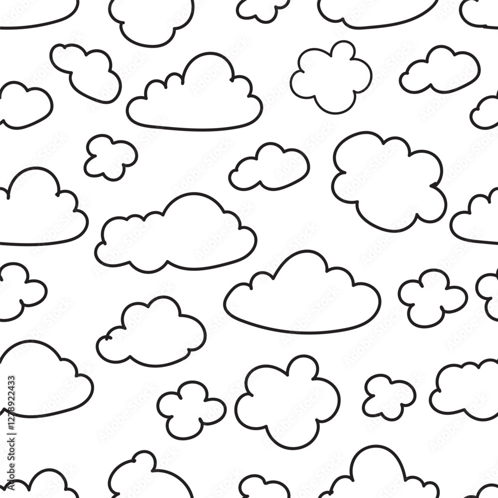 Set clouds sketch hand drawn doodle vector isolated. Set clouds sketch hand drawn doodle vector isolated.