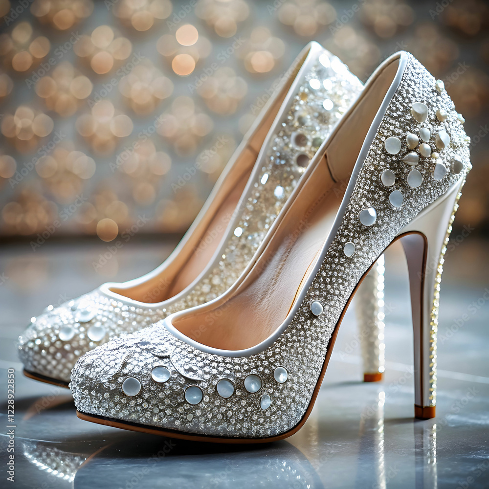 Obraz premium Elegant Bridal Style: Beautiful High-Heel Shoes for the Bride