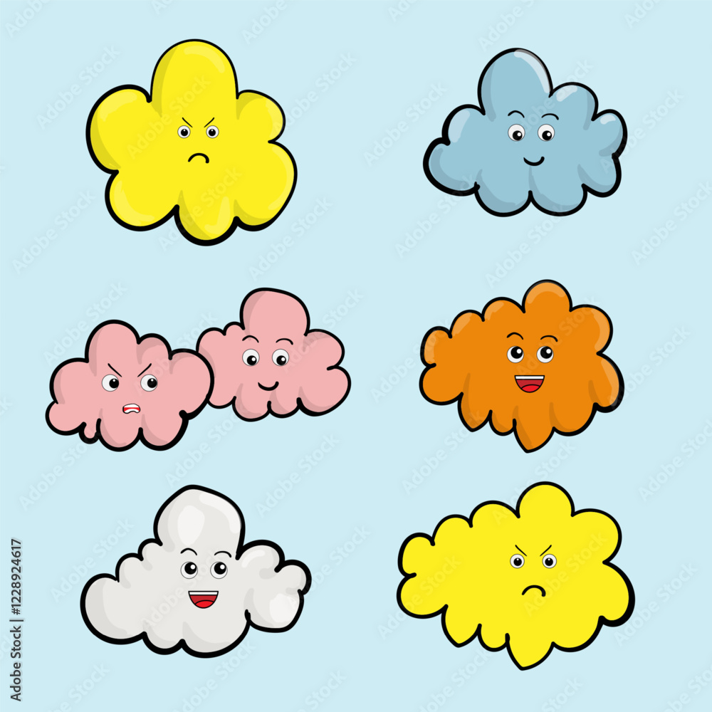 Obraz premium cute cloud, moon and star childish cartoon illustration