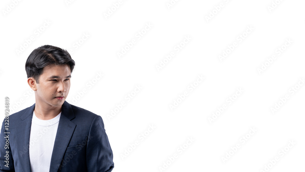 A man in a blue suit and white shirt poses for a photo A man in a blue suit and white shirt poses for a photo