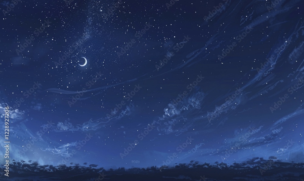 A moonlit night sky with scattered cirrocumulus clouds AI generated A moonlit night sky with scattered cirrocumulus clouds AI generated