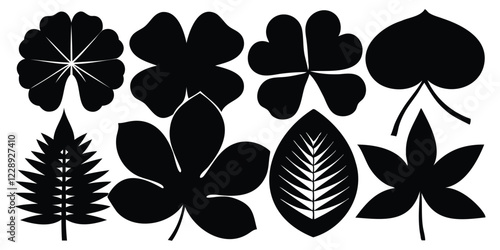 leaf silhouettes vector set with assorted botanical shapes
