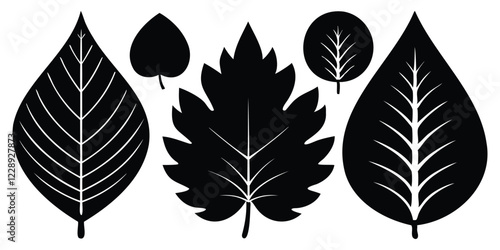 leaf silhouettes vector set with assorted botanical shapes

