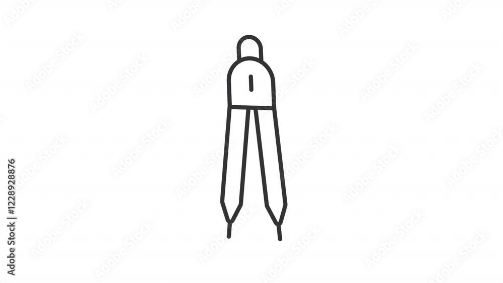 Animated circinus icon. Moving instrument line animation. Drawing equipment, creativity. Geometry, tool. Black illustration on white background. HD video with alpha channel. Motion graphic Animated circinus icon. Moving instrument line animation. Drawing equipment, creativity. Geometry, tool. Black illustration on white background. HD video with alpha channel. Motion graphic