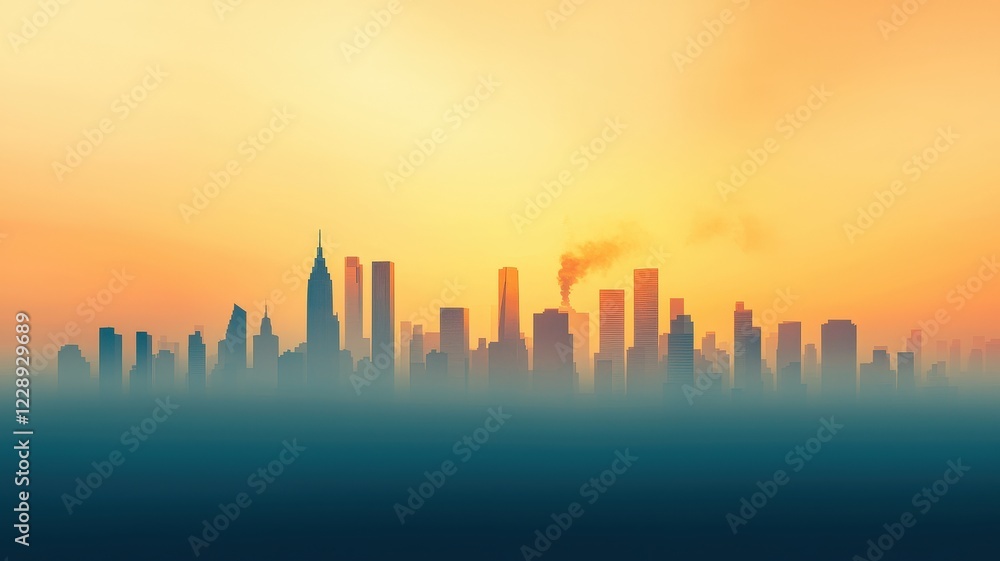 Fototapeta premium Urban Skyline at Sunset with Silhouettes and Colorful Sky