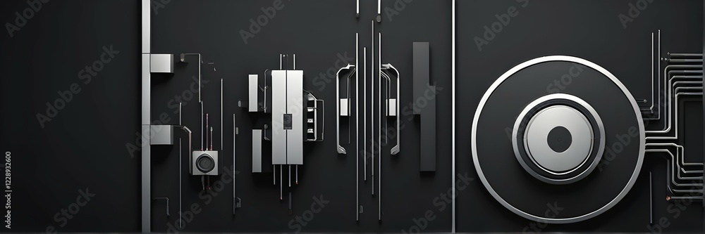 Minimalist illustration, abstract wallpaper as symbol for technical and geometric objects, AI generated Minimalist illustration, abstract wallpaper as symbol for technical and geometric objects, AI generated