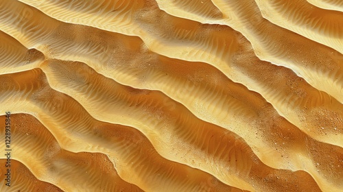 Fototapeta Naklejka Na Ścianę i Meble -  Golden brown sand dunes with natural wavy ripples creating a textured surface, AI generated