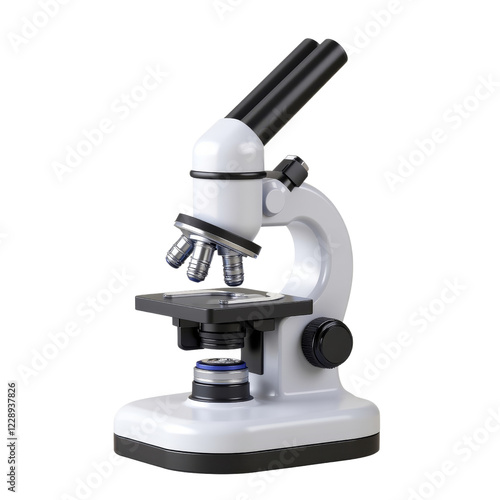 Black and White Compound Microscope with Revolving Nosepiece and Binocular Head