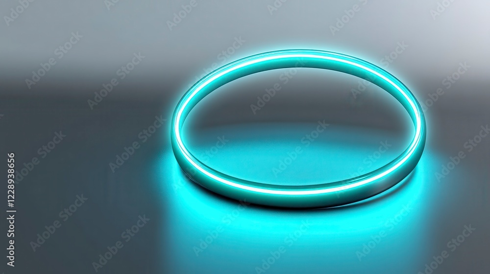 Fototapeta premium Futuristic glowing circle with luminous blue light and reflections