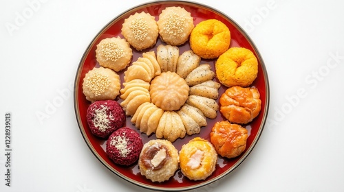 Wallpaper Mural Colorful korean traditional sweets arranged on a plate forming a circle Torontodigital.ca