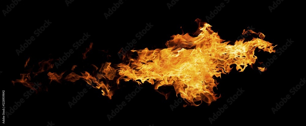 Fire flames, isolated on black background. Real photo Fire flames, isolated on black background. Real photo