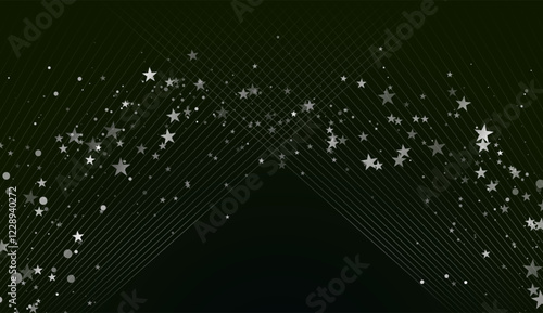 Shiny sparkling stars and particles with lines abstract background. Vector design