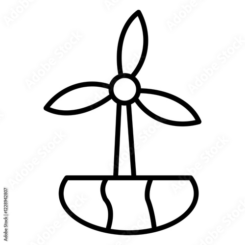 Simple Wind Energy Outline Icon – Renewable Energy Symbol