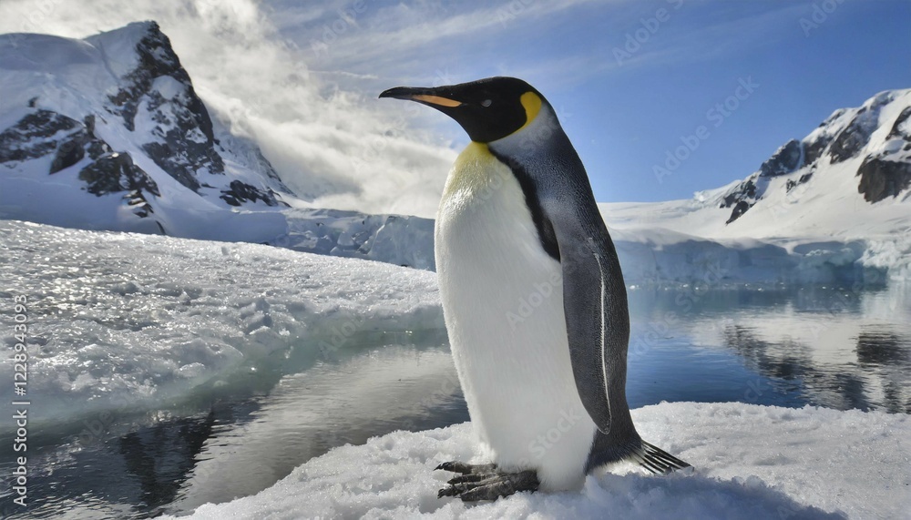 Fototapeta premium AI generated, Antarctica, snow, ice, winter, king penguin (Aptenodytes patagonicus), Antarctica