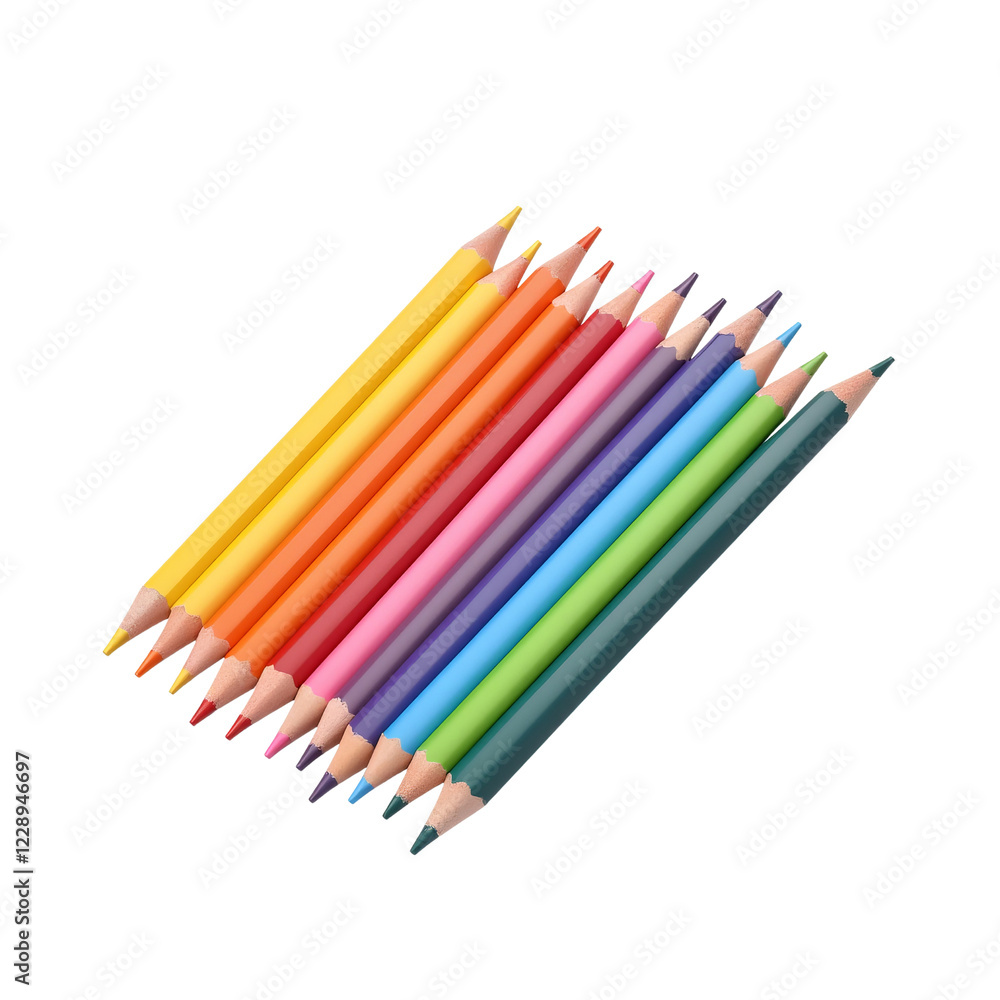 Colored Pencils Arranged in Spectrum from Yellow to Dark Teal Colored Pencils Arranged in Spectrum from Yellow to Dark Teal