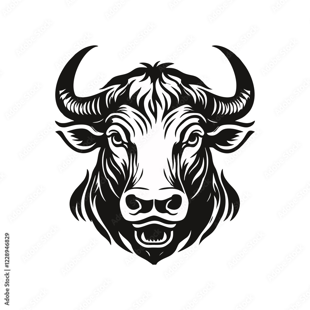 abstract simple Bull head vector logo concept illustration, Buffalo head logo, Bull head logo abstract simple Bull head vector logo concept illustration, Buffalo head logo, Bull head logo