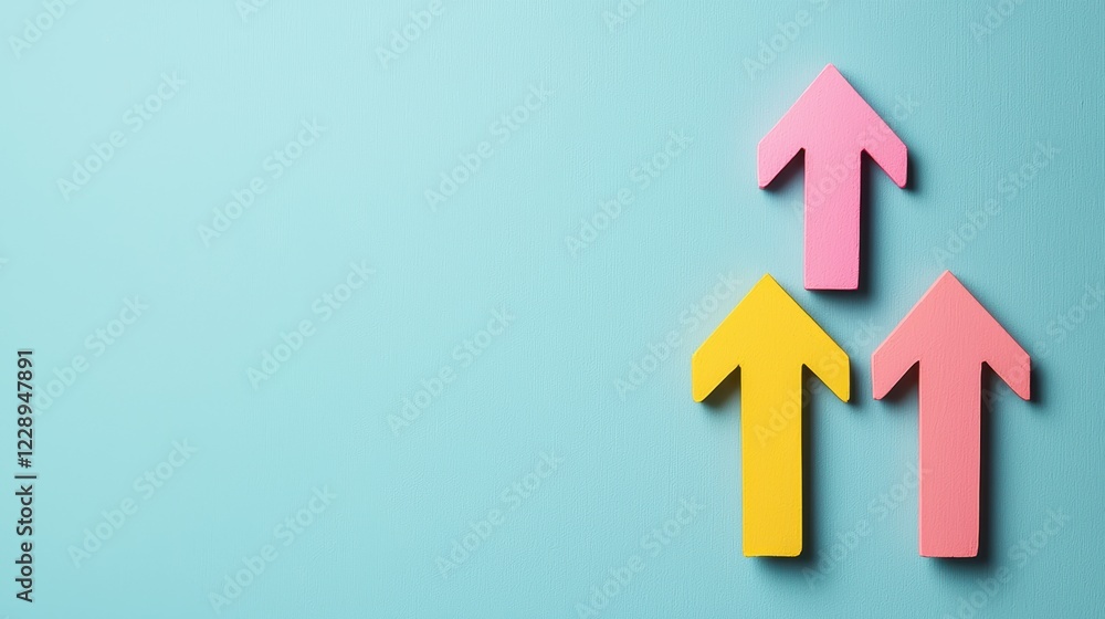 Upward arrow graphics blue background conceptual design bright colors Upward arrow graphics blue background conceptual design bright colors
