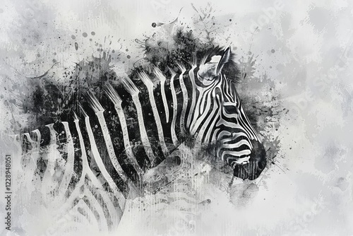 Captivating realistic watercolor art depicting a zebra s head on a clean white background photo