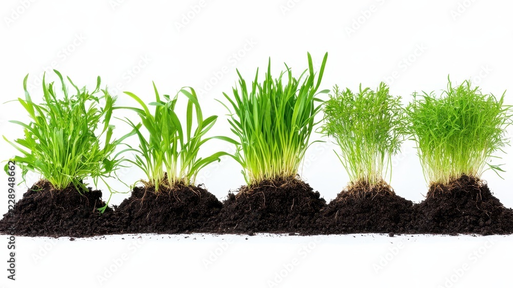 Vibrant Set of Green Grass Blades, Perfect for Nature-Themed Designs and Backgrounds Vibrant Set of Green Grass Blades, Perfect for Nature-Themed Designs and Backgrounds