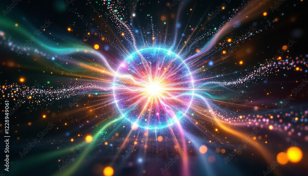 Cosmic Energy Burst: A vibrant explosion of light and color in the universe. Cosmic Energy Burst: A vibrant explosion of light and color in the universe.
