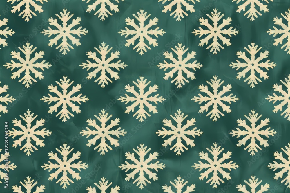 A pattern of snowflakes on a blue background. The snowflakes are white and are arranged in a diamond shape A pattern of snowflakes on a blue background. The snowflakes are white and are arranged in a diamond shape