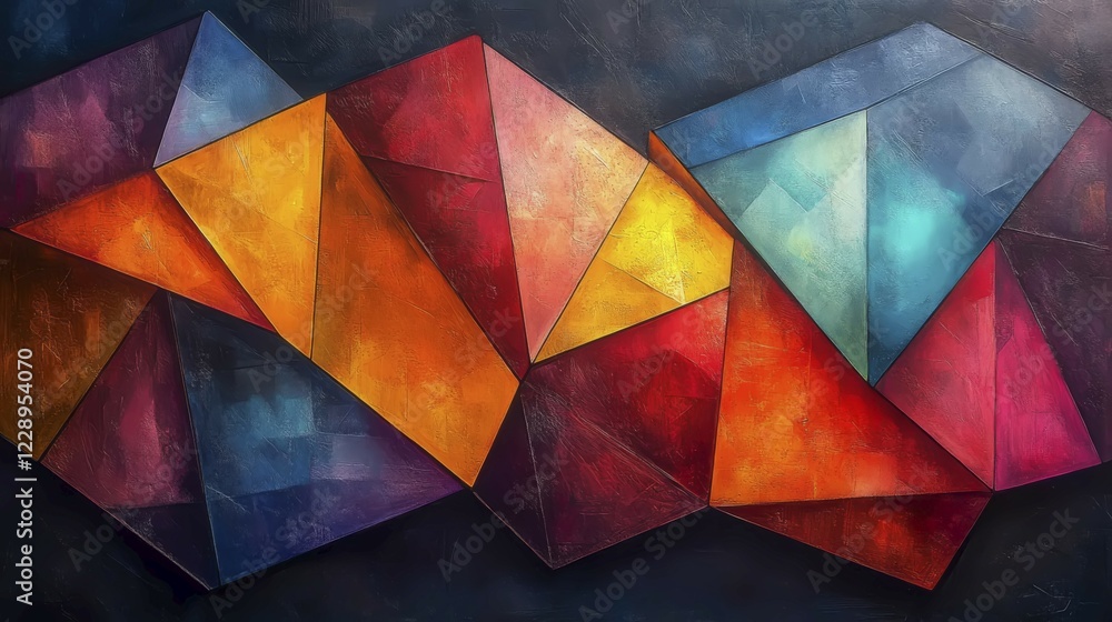 Colorful abstract painting with geometric shapes in red, blue, and orange, creating a textured effect, AI generated Colorful abstract painting with geometric shapes in red, blue, and orange, creating a textured effect, AI generated