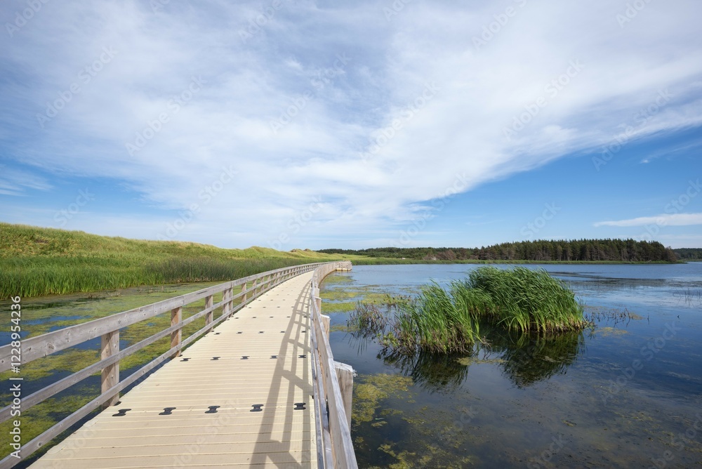 Floating jetty at Lake of shining waters, Prince Edward Island, Canada, North America Floating jetty at Lake of shining waters, Prince Edward Island, Canada, North America