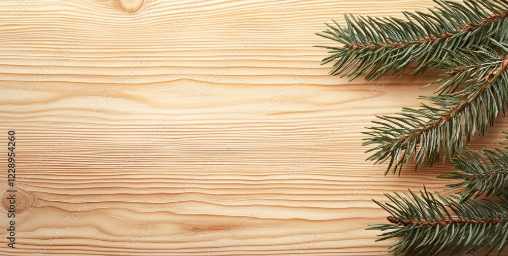 Rustic wood background with fir branches. Rustic wood background with fir branches.